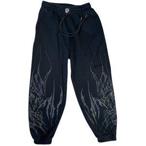 Breathe Divinity Nightfall Oversized Sweatpants Black with Grey Graphics, Size L